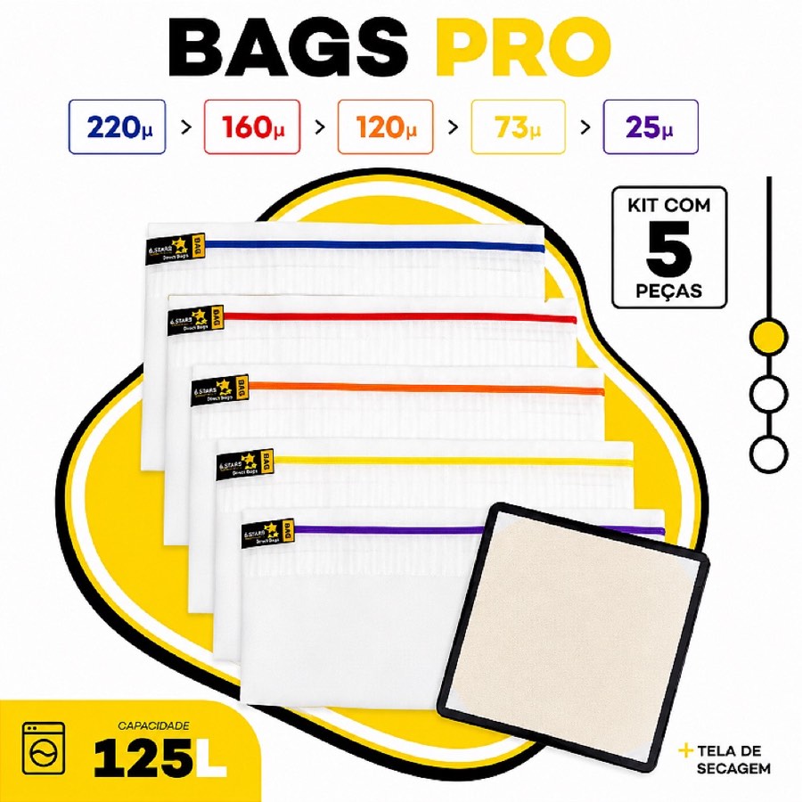 Kit Bags Full Mesh - 125L com 5 Bags + Tela de secagem