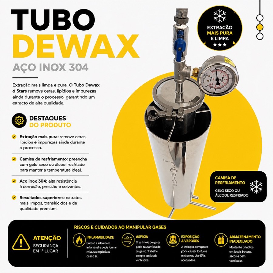 Tubo de Extração BHO Pressurizado - DEWAX