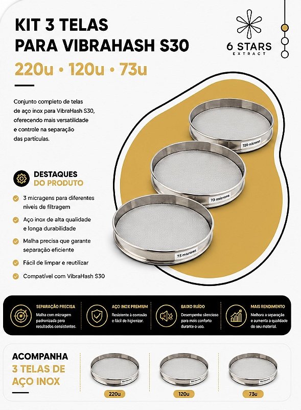Kit 3 telas para VibraHash S30 -220u, 120u, 73u