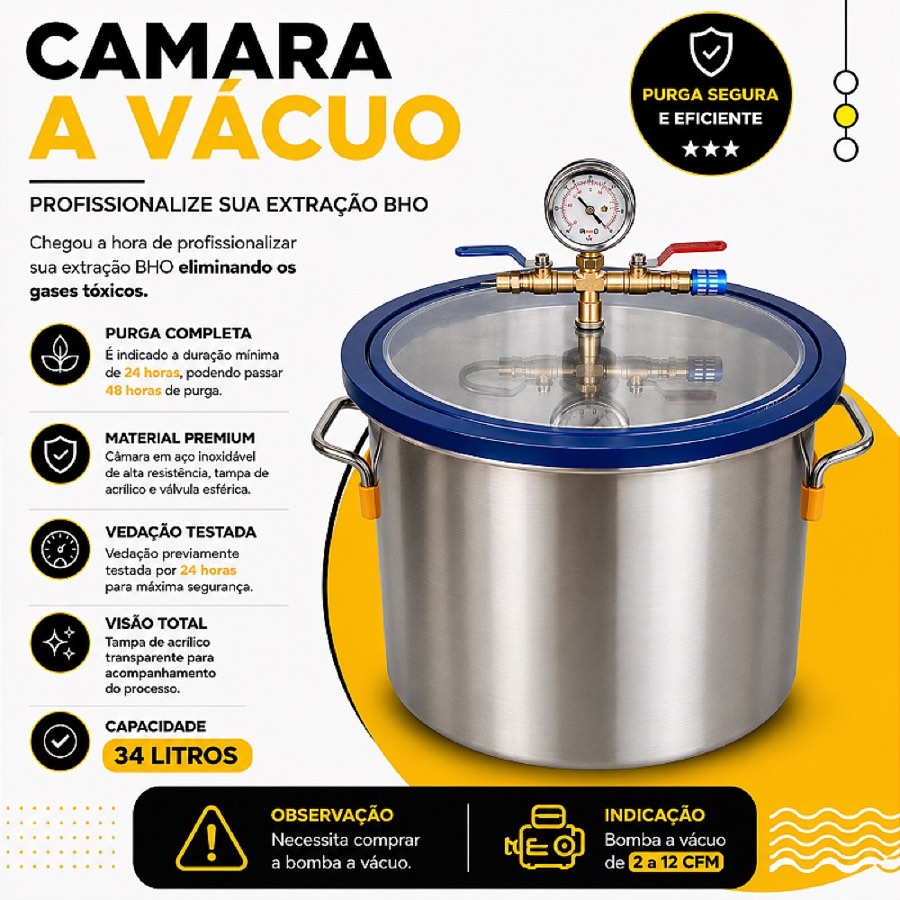 Câmara de Vácuo 34 Litros
