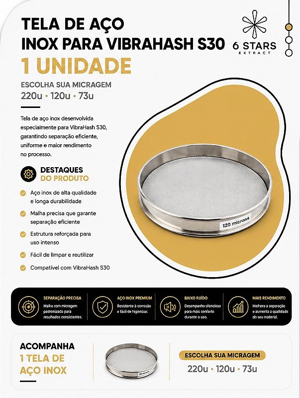 Tela Aço Inox para VibraHash S30 - 1 Unidade