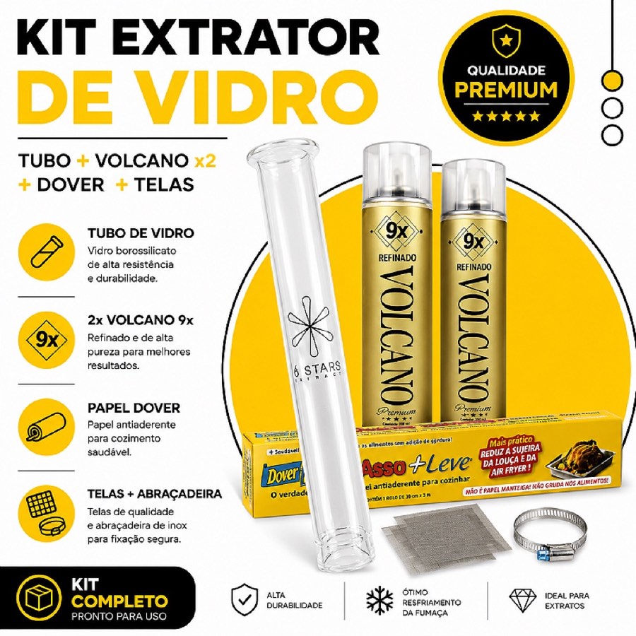 Kit Bho Tubo de Vidro 30g + Volcano + Dover