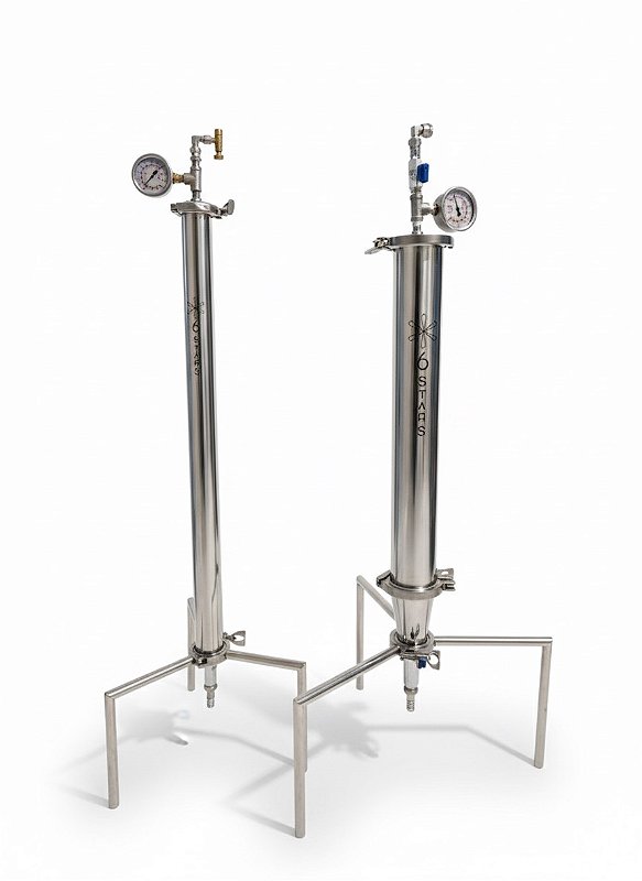 Dois tubos extratores de BHO pressurizados em aço inox 6 Stars, com manômetro